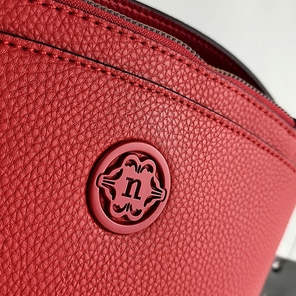 NWT Nanette Lepore Scarlet Farah Red Pebble Triple Crossbody Bag Vegan Leather - Picture 3 of 16